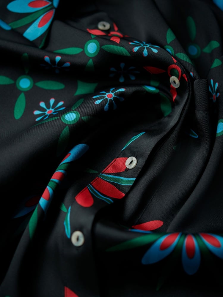 Another Sunday Long Sleeved Satin Oversized Shirt In Multi Print - Image 9 of 9