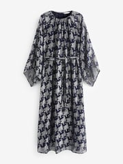 Navy Occasion Metallic Long Sleeve Dress - Image 4 of 6