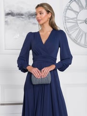 Jolie Moi Navy Blue Rashelle Jersey Long Sleeve Maxi Dress - Image 3 of 6