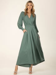 Jolie Moi Green Rashelle Jersey Long Sleeve Maxi Dress - Image 2 of 6