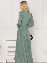 Jolie Moi Green Rashelle Jersey Long Sleeve Maxi Dress - Image 3 of 6