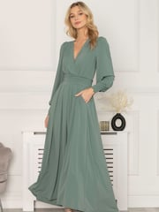 Jolie Moi Green Rashelle Jersey Long Sleeve Maxi Dress - Image 5 of 6