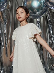 Cream Sequin Dress (3-16yrs) - Image 4 of 8