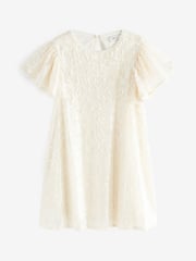 Cream Sequin Dress (3-16yrs) - Image 6 of 8