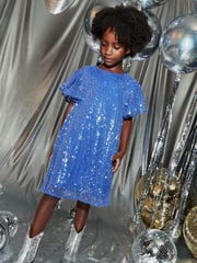 Cobalt Blue Sequin Dress (3-16yrs) - Image 4 of 8
