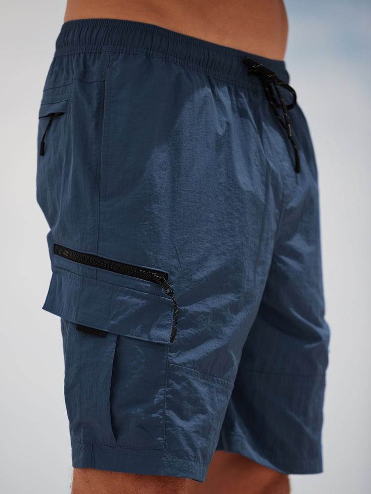 Navy Blue Utility Swim Shorts - Image 1 of 12