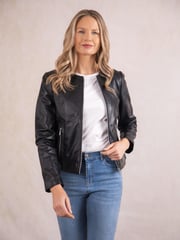 Lakeland Leather Black Crosby Collarless Leather Jacket - Image 4 of 9