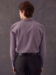 Sage Green Regular Fit Printed Trimmed Shirt - Image 3 of 8