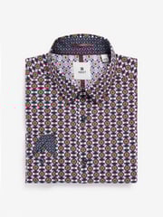 Sage Green Regular Fit Printed Trimmed Shirt - Image 6 of 8
