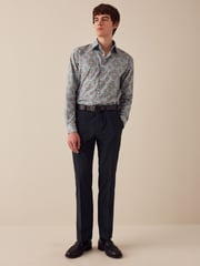 Green/Burgundy Red Geometric Regular Fit Printed Trimmed Shirt - Image 2 of 7