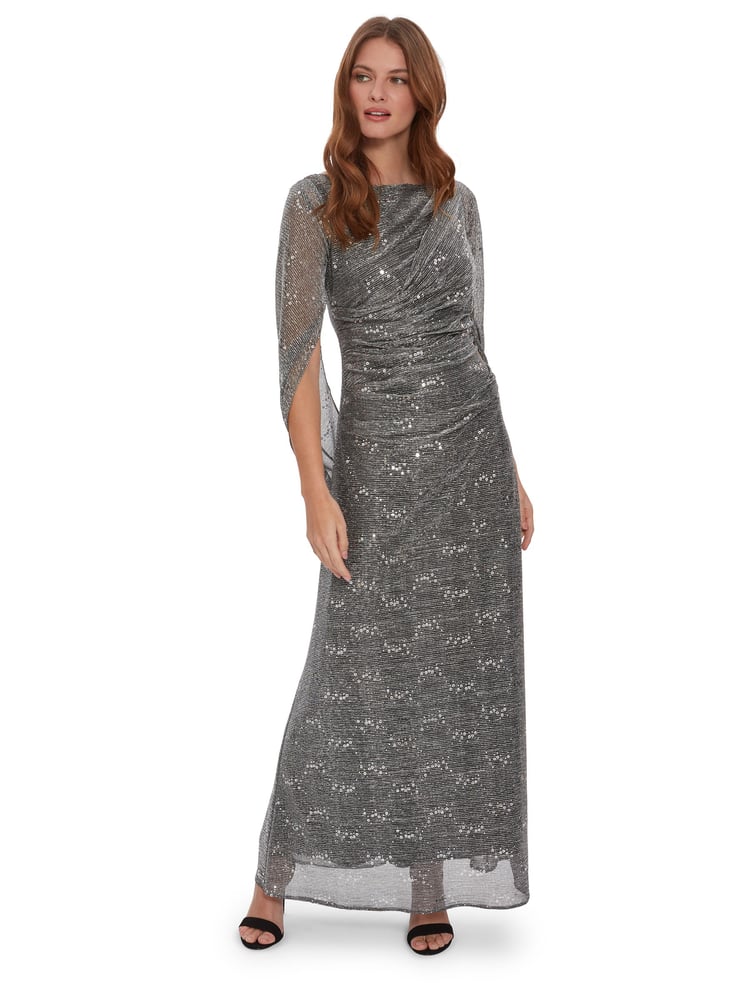 Gina Bacconi Natural Joanna Metallic Sequin Knit Maxi Dress - Image 1 of 5