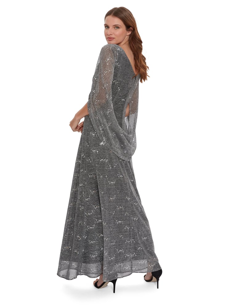 Gina Bacconi Natural Joanna Metallic Sequin Knit Maxi Dress - Image 2 of 5