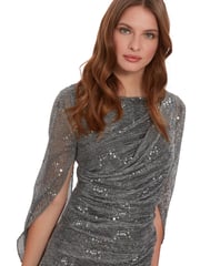 Gina Bacconi Natural Joanna Metallic Sequin Knit Maxi Dress - Image 4 of 5