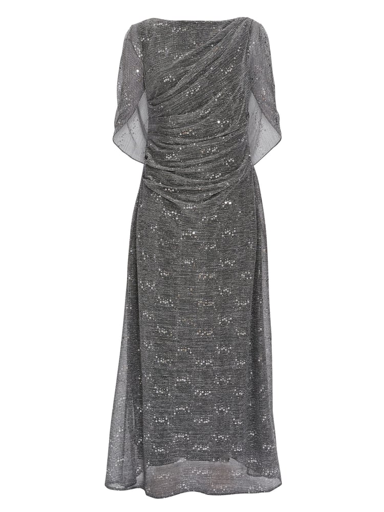 Gina Bacconi Natural Joanna Metallic Sequin Knit Maxi Dress - Image 5 of 5