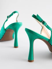 Aqua Blue Forever Comfort® Sequin Point Toe Slingback Heels - Image 3 of 5