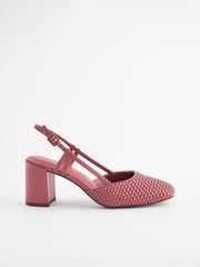 Rose Pink Forever Comfort® Square Toe Weave Slingback Block Heel Shoes - Image 2 of 5