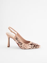 Rose Pink Forever Comfort® Sequin Point Toe Slingback Heels - Image 5 of 8