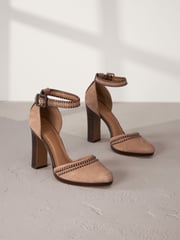 Camel Signature Leather Stitch Detail Heels - Image 1 of 6