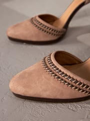 Camel Signature Leather Stitch Detail Heels - Image 5 of 6
