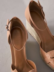 Camel Signature Leather Closed Toe Bow Wedges - Image 5 of 6