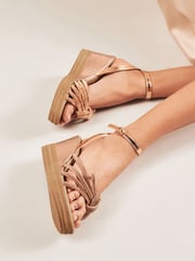 Rose Gold Forever Comfort® Jewel Bow Wedges - Image 3 of 8