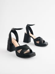 Black Jute Forever Comfort® Flare Platform Sandals - Image 1 of 5