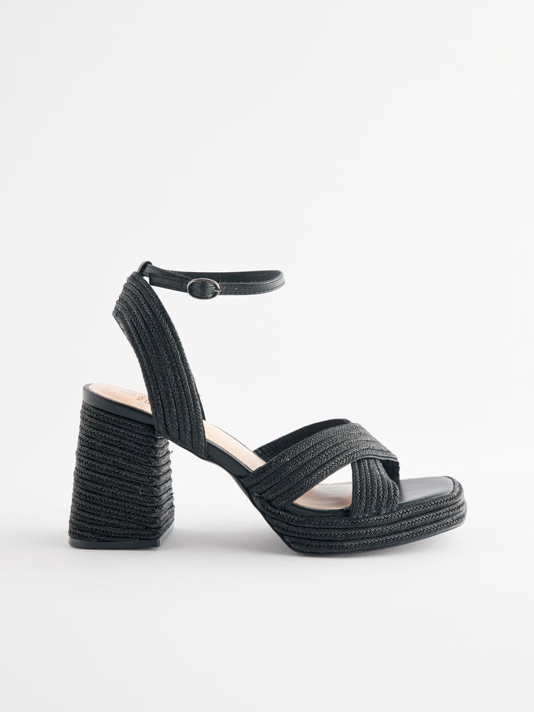Black Jute Forever Comfort® Flare Platform Sandals - Image 2 of 5