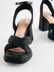 Black Jute Forever Comfort® Flare Platform Sandals - Image 3 of 5