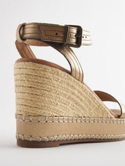Bronze Forever Comfort Leather Whipstitch Detail Espadrille Wedges - Image 5 of 7