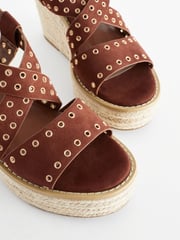 Tan Brown Forever Comfort® Eyelet Detail Wedges - Image 7 of 8