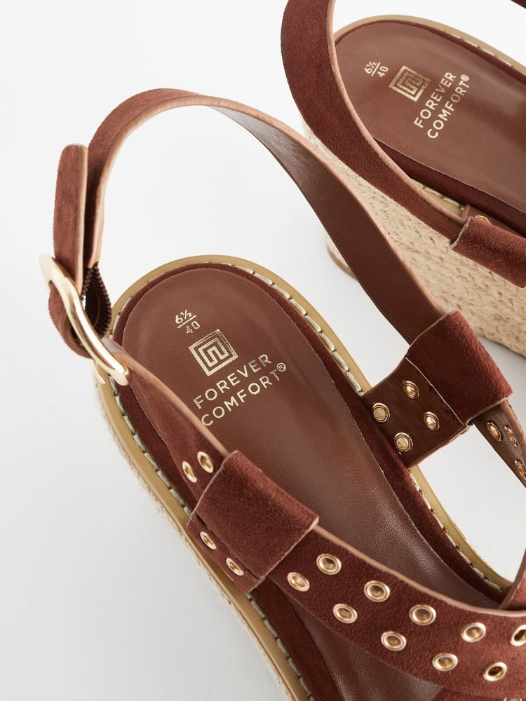 Tan Brown Forever Comfort® Eyelet Detail Wedges - Image 8 of 8