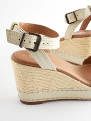 Bone Forever Comfort Leather Whipstitch Detail Espadrille Wedges - Image 6 of 8