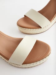 Bone Forever Comfort Leather Whipstitch Detail Espadrille Wedges - Image 7 of 8