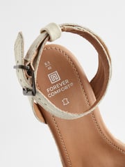 Bone Forever Comfort Leather Whipstitch Detail Espadrille Wedges - Image 8 of 8