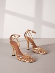Gold Premium Leather Cage Heeled Sandals - Image 3 of 10