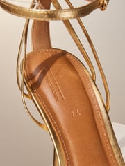 Gold Premium Leather Cage Heeled Sandals - Image 4 of 10
