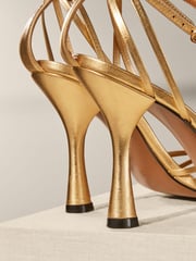 Gold Premium Leather Cage Heeled Sandals - Image 7 of 10