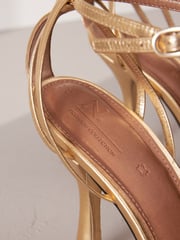 Gold Premium Leather Cage Heeled Sandals - Image 9 of 10