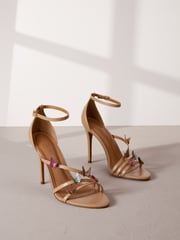 Camel Signature Leather Butterfly High Heel Sandals - Image 1 of 6
