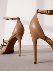 Camel Signature Leather Butterfly High Heel Sandals - Image 3 of 6