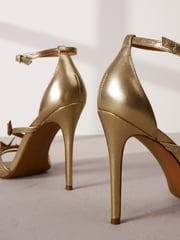 Gold Signature Leather Butterfly High Heel Sandals - Image 3 of 6