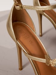 Gold Signature Leather Butterfly High Heel Sandals - Image 5 of 6