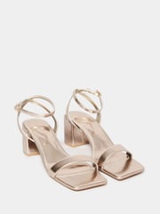 Long Tall Sally Gold 2 Part Block Heels - Image 2 of 5
