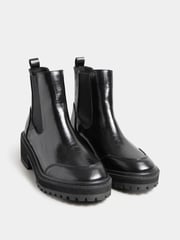 Long Tall Sally Black Chunky Chelsea Croc Effect Boots - Image 2 of 3