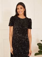 Mela Black Sequin Dresses - Image 1 of 5