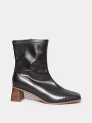 Yours Curve Black Block Heels Tram Line Boots - Image 1 of 3