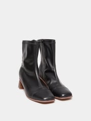 Yours Curve Black Block Heels Tram Line Boots - Image 2 of 3