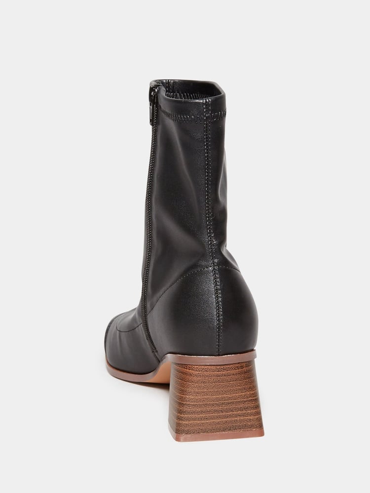 Yours Curve Black Block Heels Tram Line Boots - Image 3 of 3