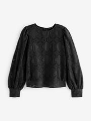 Black Lace Long Sleeve Blouse - Image 6 of 7