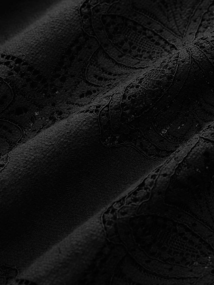 Black Lace Long Sleeve Blouse - Image 7 of 7